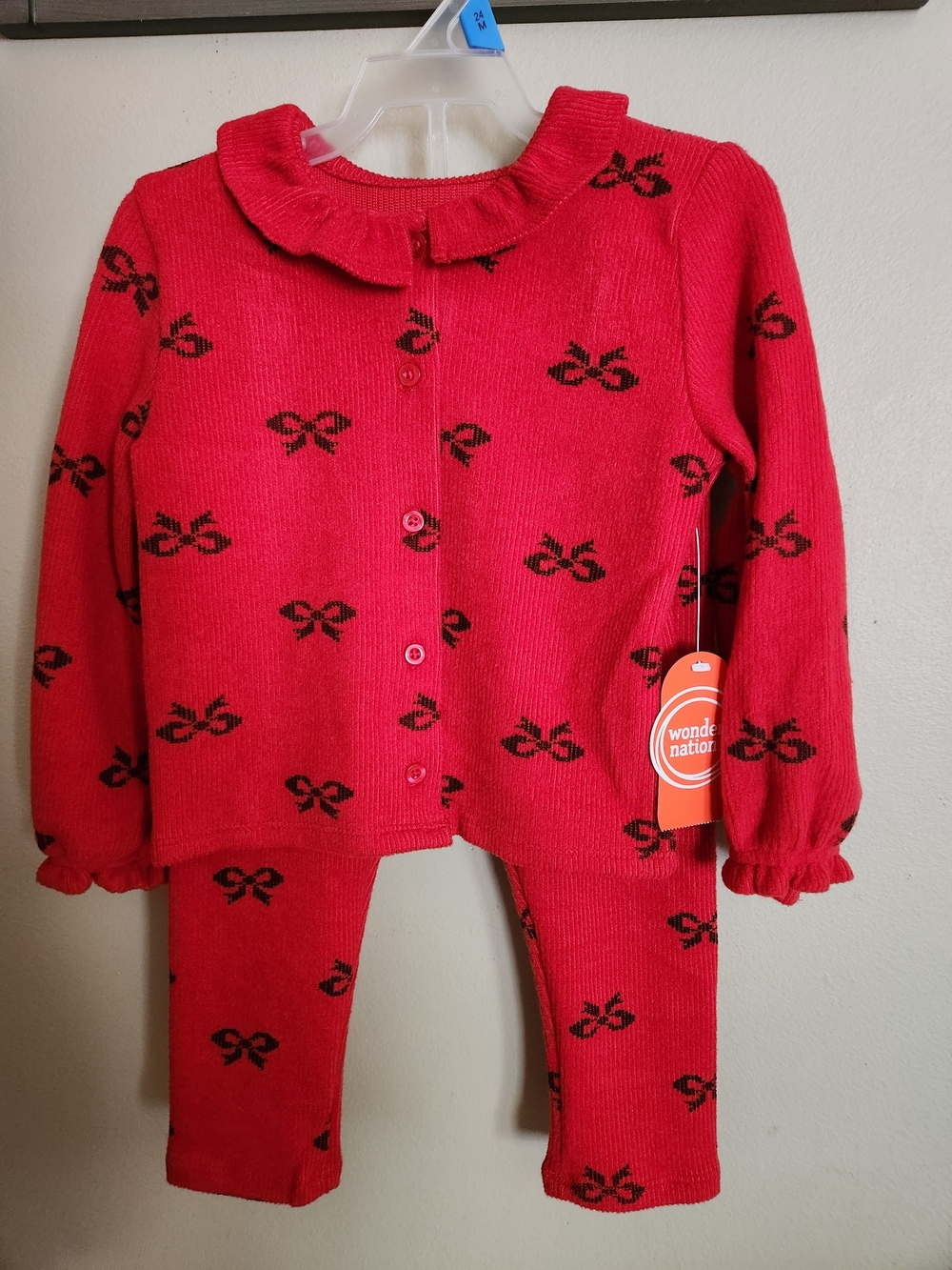 Wonder Nation Red Bow Knit Set - For Girls Size 24M
